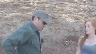 Redhead beauty mounts border officer for her freedom